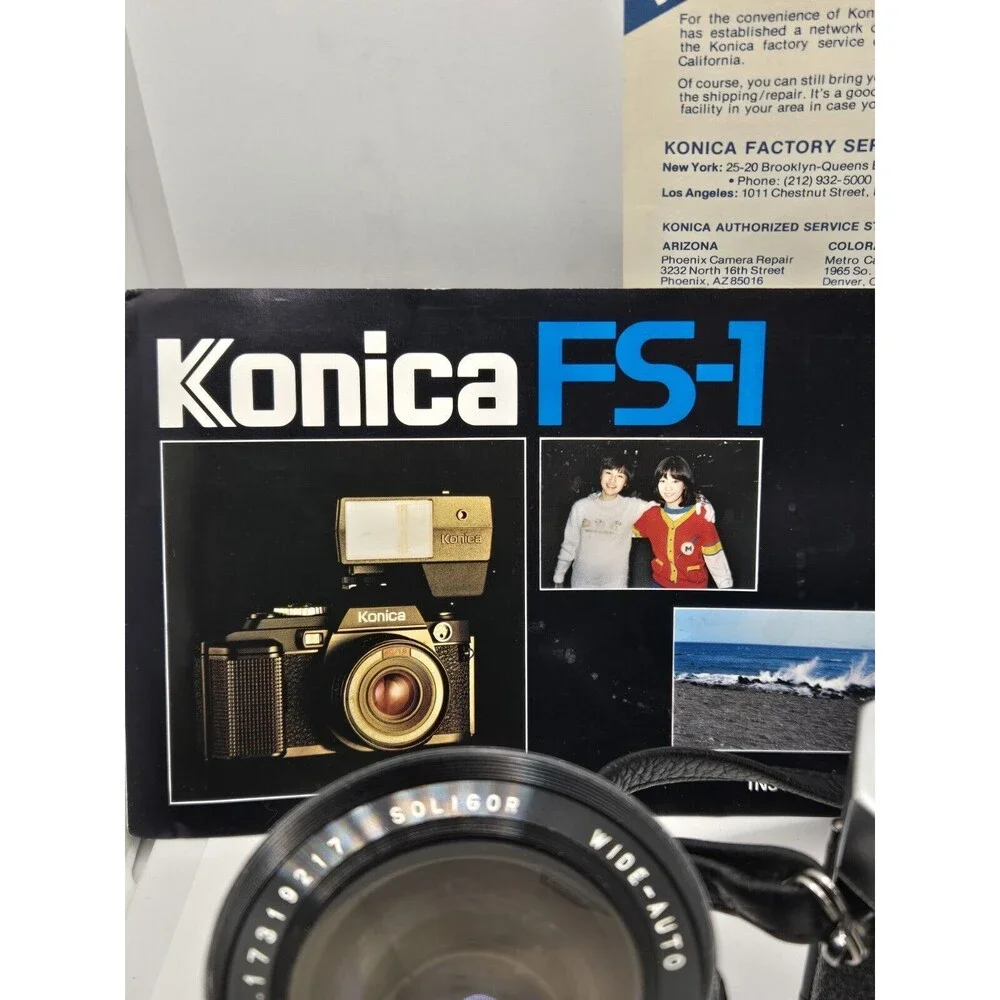 Konica Autoreflex T 35mm Film Camera Samigon 55mm From JAPAN 2x Addl Lens Flash
